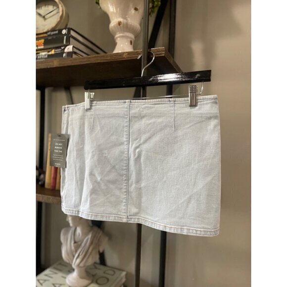 Retrofete Kayden Denim Side Button Mini Skirt Vivid Blue Womens 29 - Picture 11 of 15